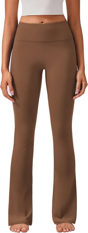 PINSPARK Womens Mini Flare Yoga Pants High Waisted Bootcut Leggings Athletic Bootleg Pants with Back Pockets