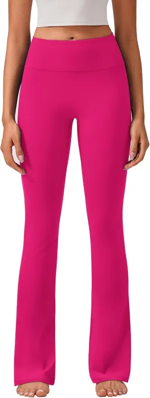 PINSPARK Womens Mini Flare Yoga Pants High Waisted Bootcut Leggings Athletic Bootleg Pants with Back Pockets