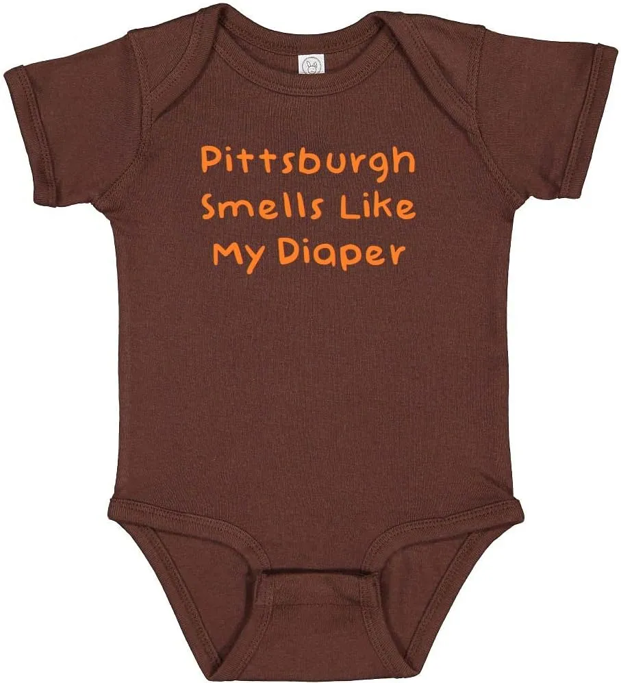 Pittsburgh Smells Like My Diaper Cleveland Fan Baby Bodysuit - Brown