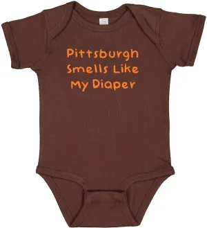 Pittsburgh Smells Like My Diaper Cleveland Fan Baby Bodysuit - Brown