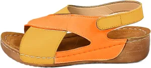 Platform Sandals Women Orthopedic Arch Support Summer Lightweight Damping Sole Color Block Shoes Casual Ankle Strap Slingback Platforms Comfortable Dress New Wedge Slippers