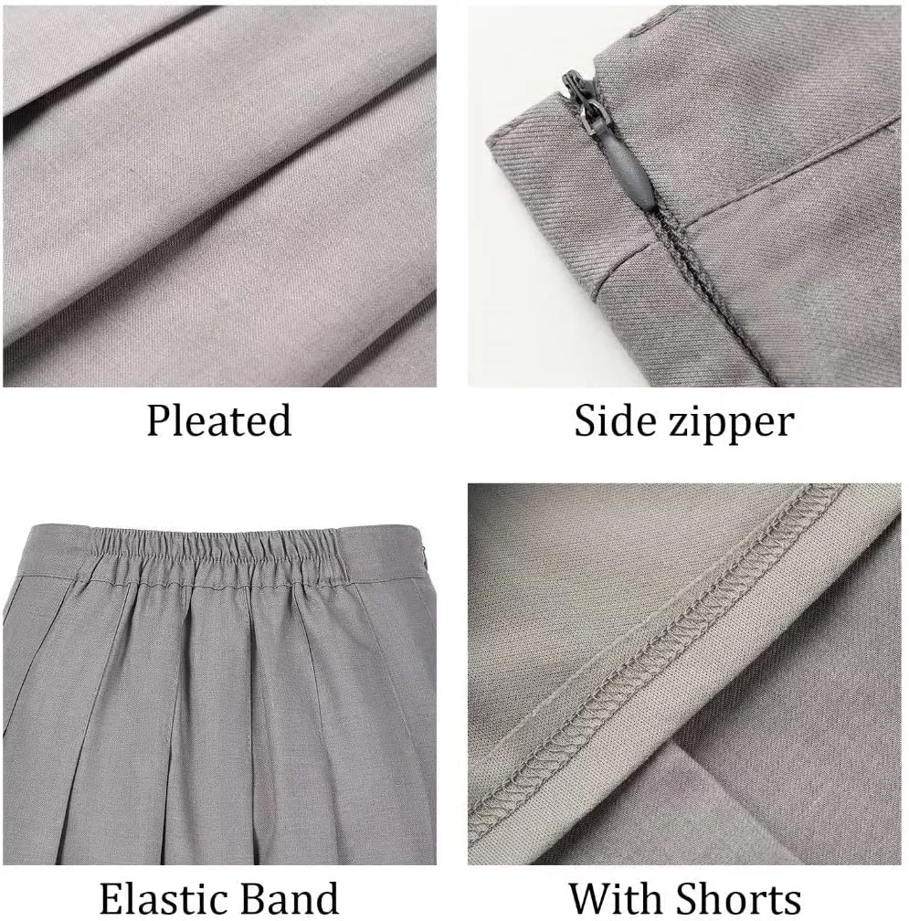 Pleated Mini Skirt High Waisted Tennis Skirts Skorts for Women Girls School Uniform Dress Cheer Skirt with Shorts,2T-4XL