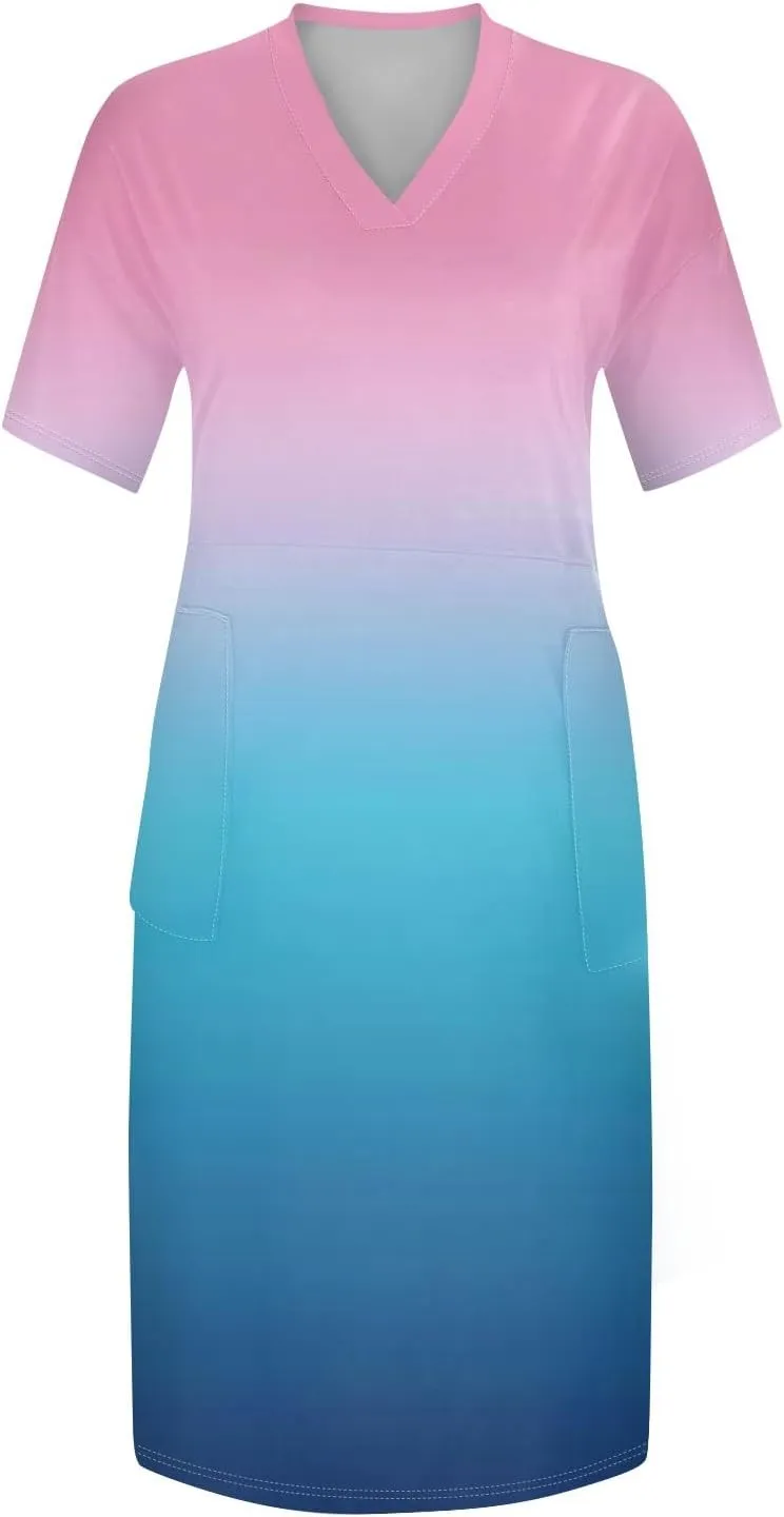 Plus Size Dresses for Curvy Women 2025 Oversized V Neck Short Sleeve Midi Dress Casual Summer T Shirt Dress w/Pockets