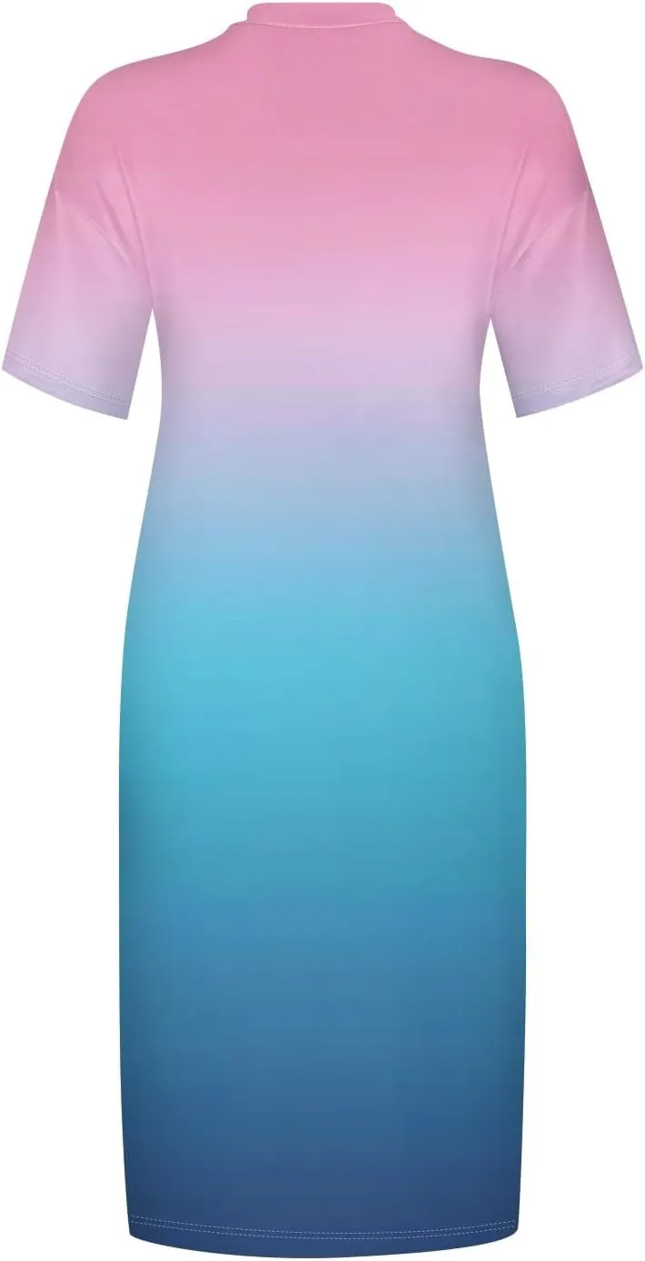 Plus Size Dresses for Curvy Women 2025 Oversized V Neck Short Sleeve Midi Dress Casual Summer T Shirt Dress w/Pockets