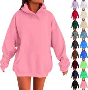 Plus Size Hoodies for Women Trendy Hooded Oversized Sweatshirt Casual Comfy Cute Fleece Pullover Sweaters with Pocket