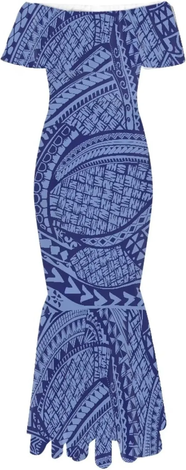 Polynesian for Women S-7XL Off Shoulder Maxi Dress Hawaiian Summer Dresses