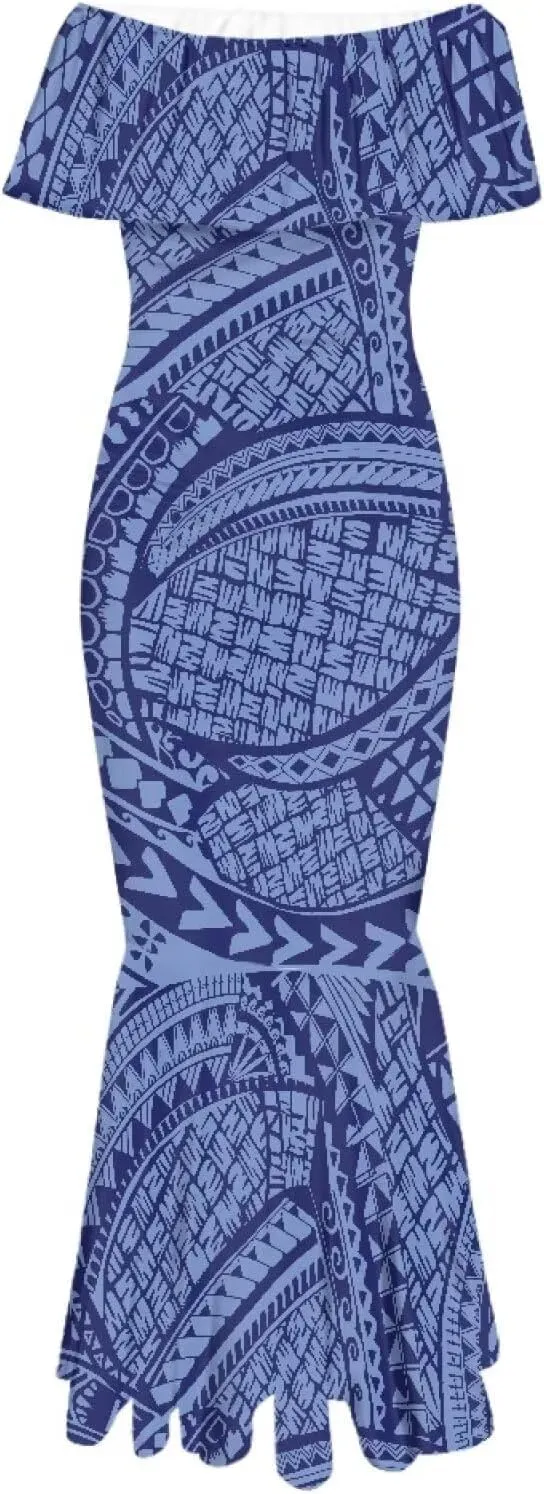 Polynesian for Women S-7XL Off Shoulder Maxi Dress Hawaiian Summer Dresses