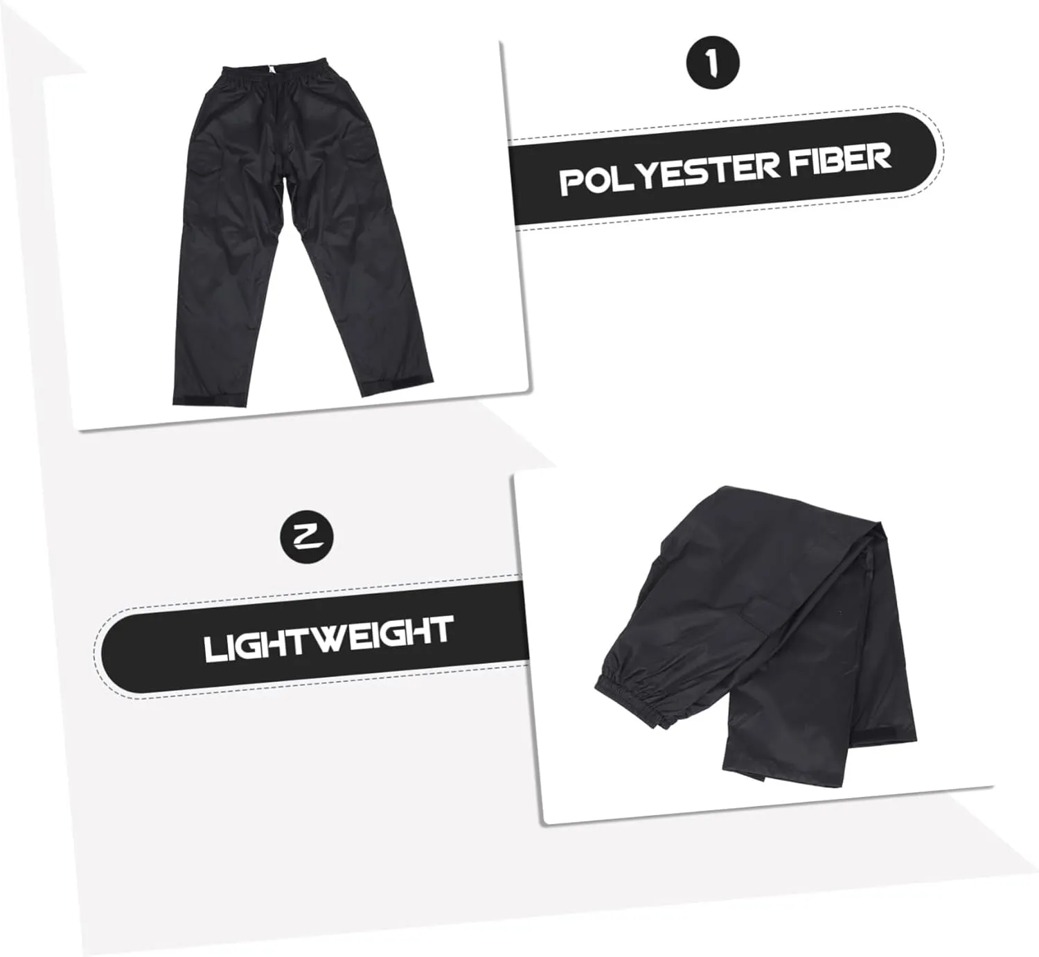 POPETPOP Waterproof Pants for Women Breathable Rain Pants Double-Layered Wear-Resistant Rainproof Shell Black