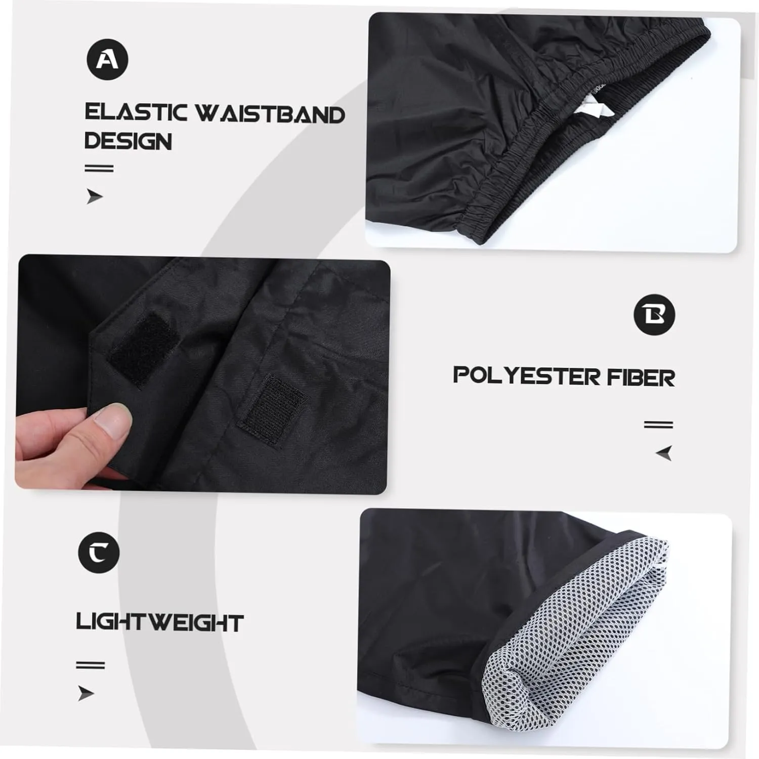 POPETPOP Waterproof Pants for Women Breathable Rain Pants Double-Layered Wear-Resistant Rainproof Shell Black