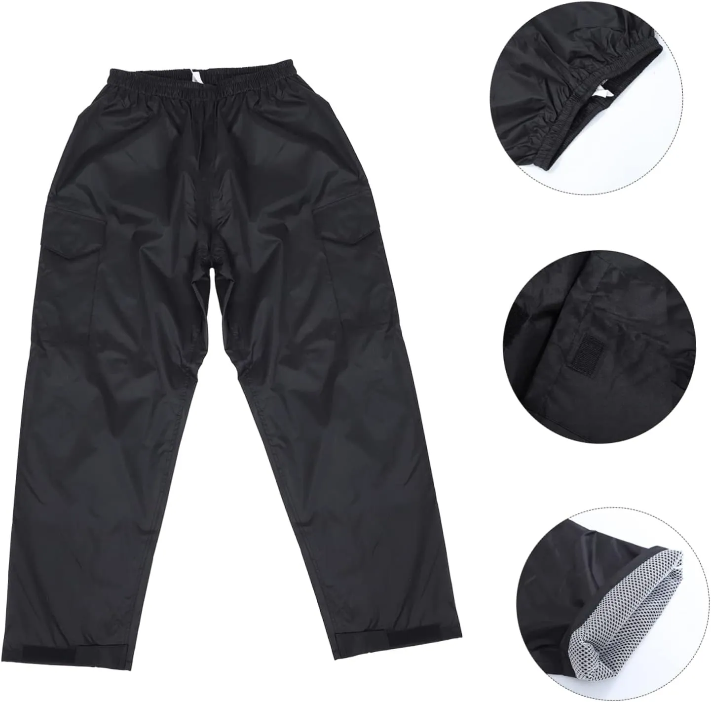 POPETPOP Waterproof Pants for Women Breathable Rain Pants Double-Layered Wear-Resistant Rainproof Shell Black