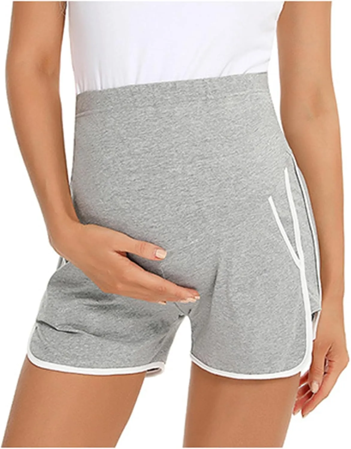 Pregnant Women Cotton Shorts Maternity Belly Support Wearing Shorts with Double Slit Wide Leg Shorts Pajamas Shorts