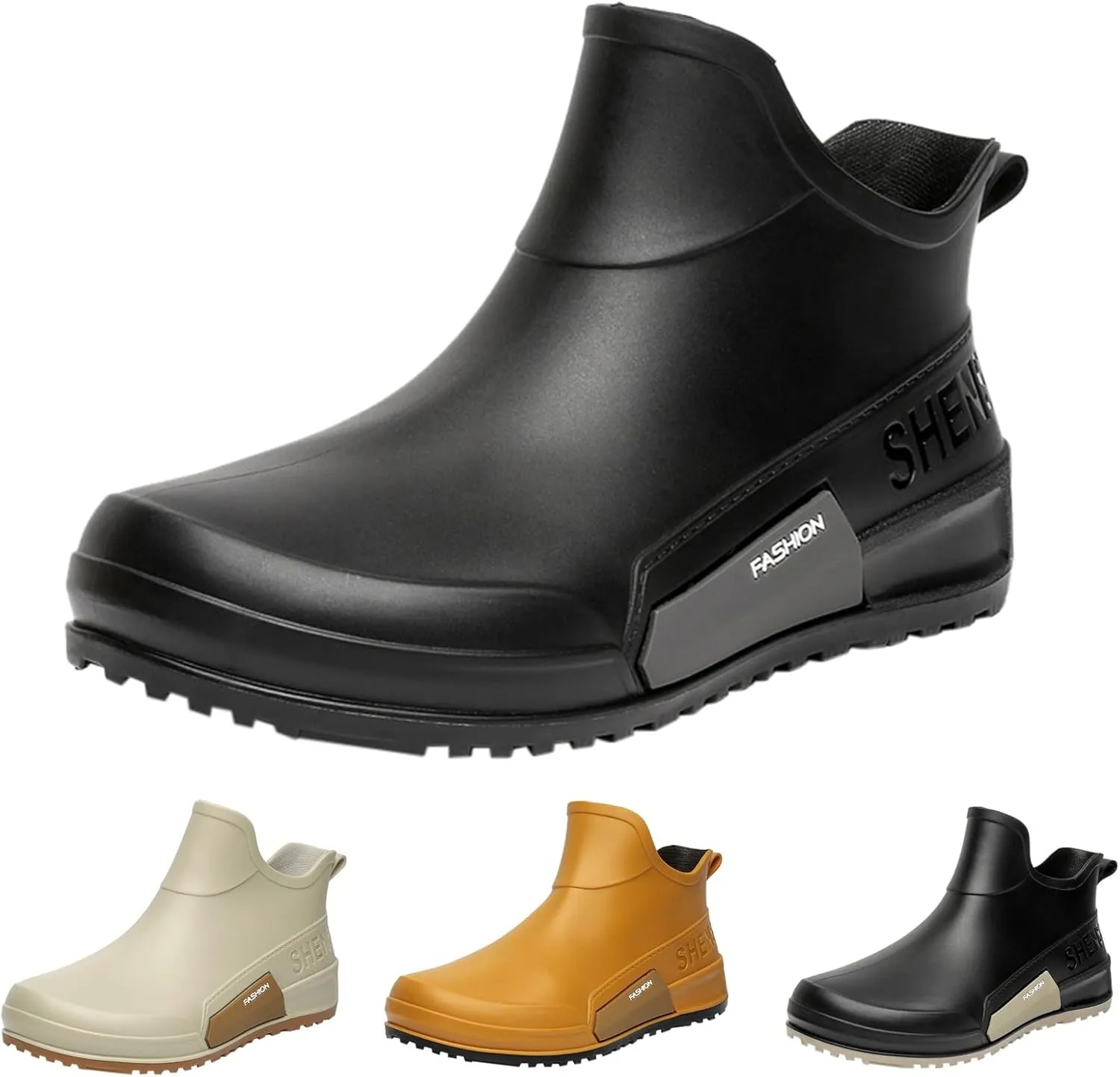 Rain Boots Couples Students Work Fishing Non Slip Warm Rubber Shoes Rain Boots Woman Short Flat Boots Barefoot Shoes