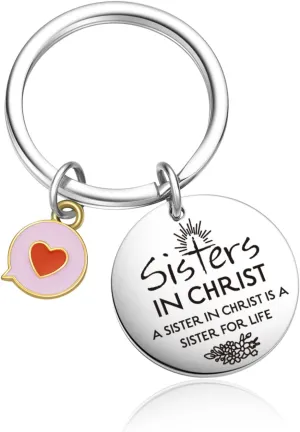 Religious Sister Thank You Keychain Christian Jewelry For Women Bestie Keychain Best Friend Jewelry