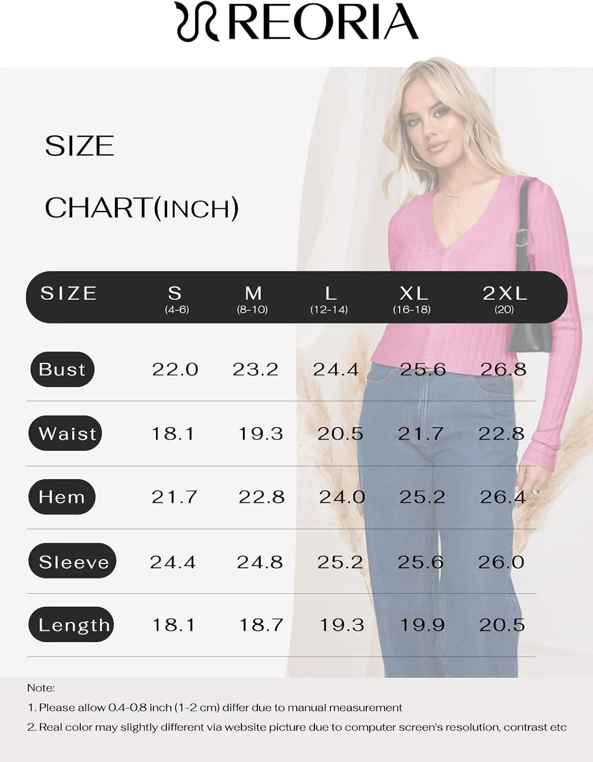 REORIA Women's Trendy V Neck Open Front Lightweight Button Down Knit Cardigan Long Sleeve Cropped Sweaters Fall Outfits