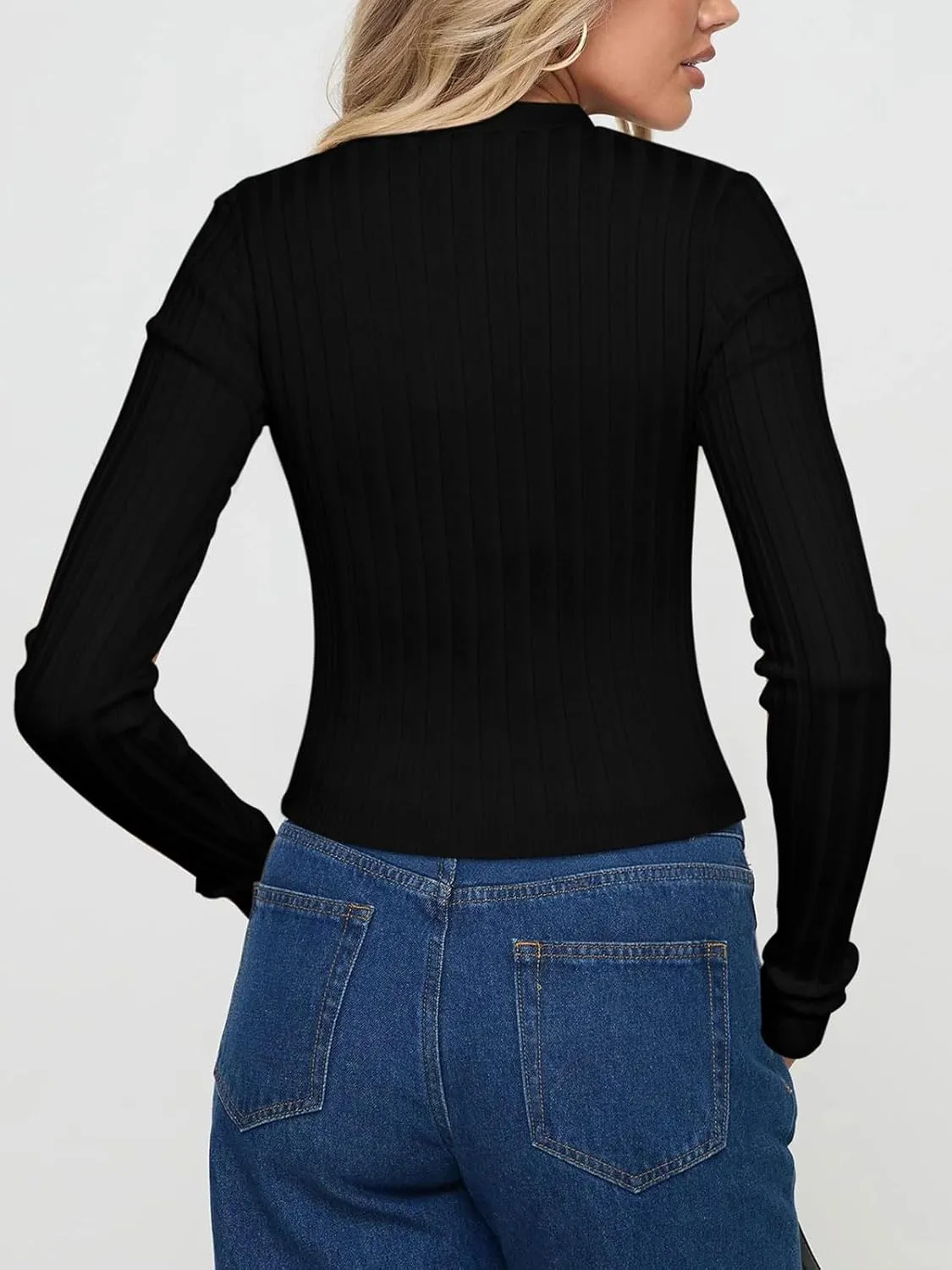 REORIA Women's Trendy V Neck Open Front Lightweight Button Down Knit Cardigan Long Sleeve Cropped Sweaters Fall Outfits