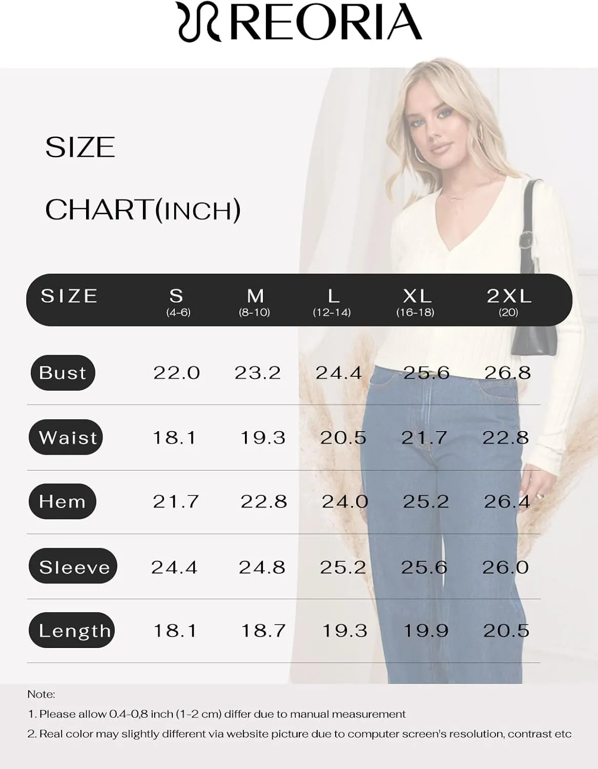 REORIA Women's Trendy V Neck Open Front Lightweight Button Down Knit Cardigan Long Sleeve Cropped Sweaters Fall Outfits