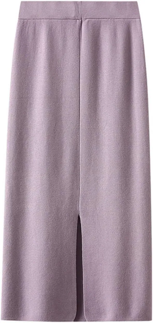 Rib Knit Pencil Skorts for Women 2025 Fall Elastic High Waist Side Slit Skirts Casual Fashion Stretchy Bodycon Skirt