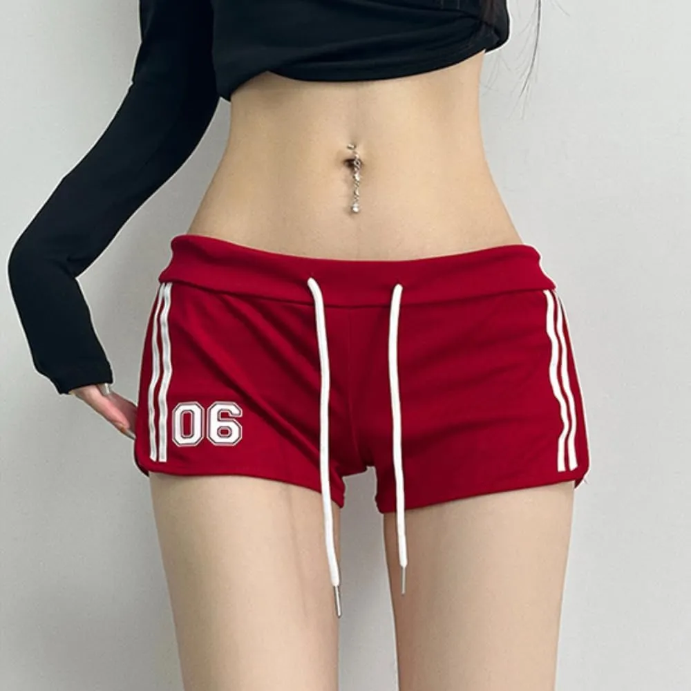 RICHTRUE Drawstring Track Shorts Y2k Jersey SweatShorts Trendy Boxer Shorts Women Summer Sports Shorts Micro Booty Shorts