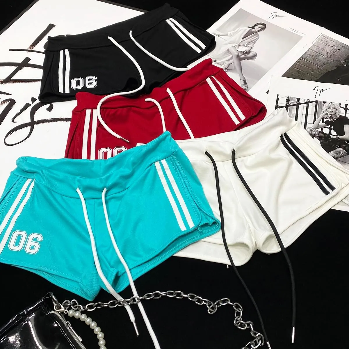 RICHTRUE Drawstring Track Shorts Y2k Jersey SweatShorts Trendy Boxer Shorts Women Summer Sports Shorts Micro Booty Shorts