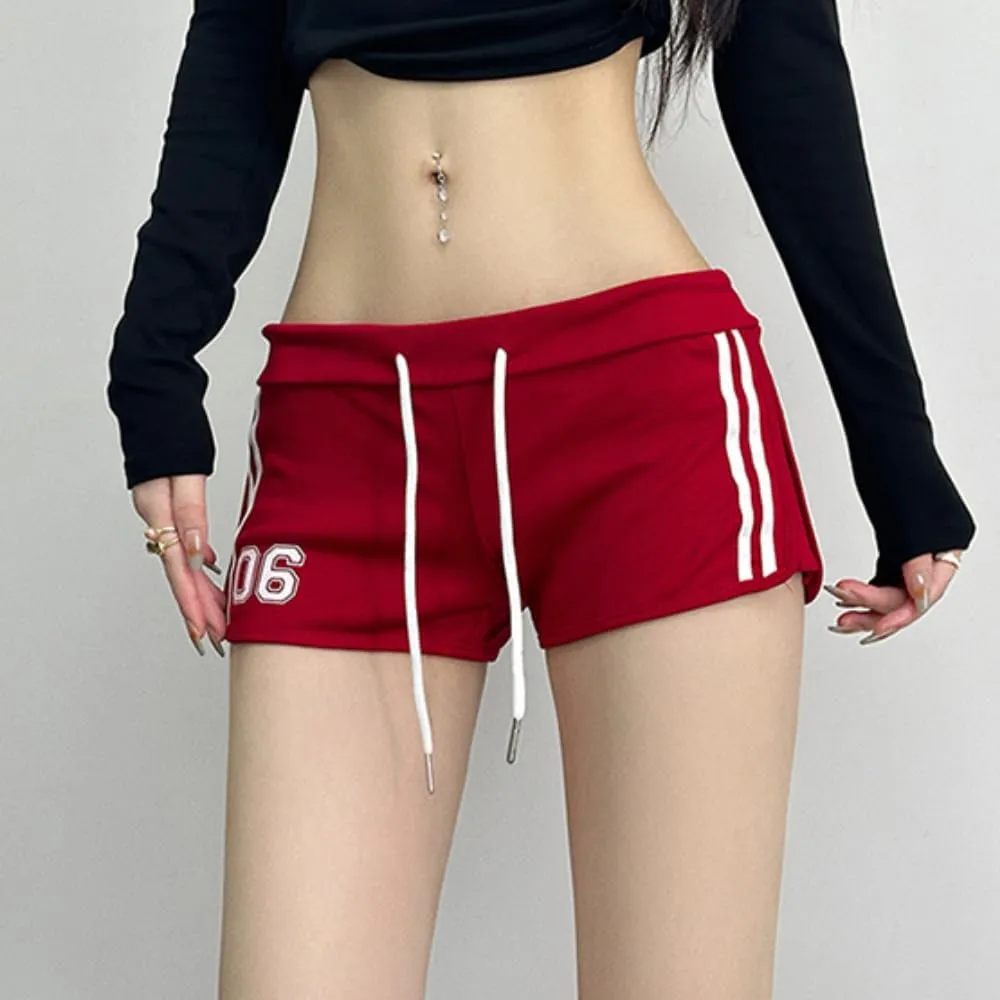 RICHTRUE Drawstring Track Shorts Y2k Jersey SweatShorts Trendy Boxer Shorts Women Summer Sports Shorts Micro Booty Shorts