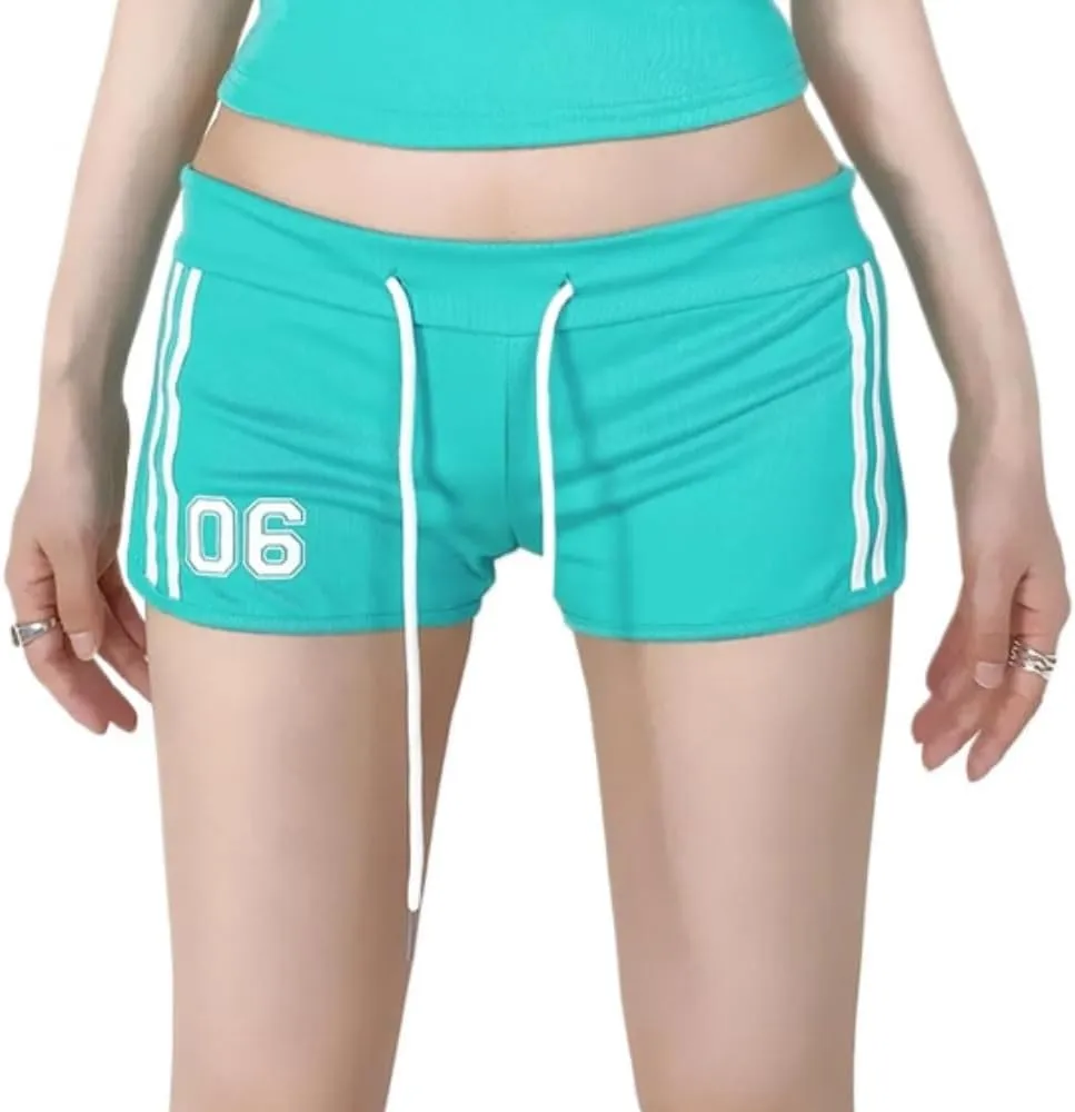 RICHTRUE Drawstring Track Shorts Y2k Jersey SweatShorts Trendy Boxer Shorts Women Summer Sports Shorts Micro Booty Shorts