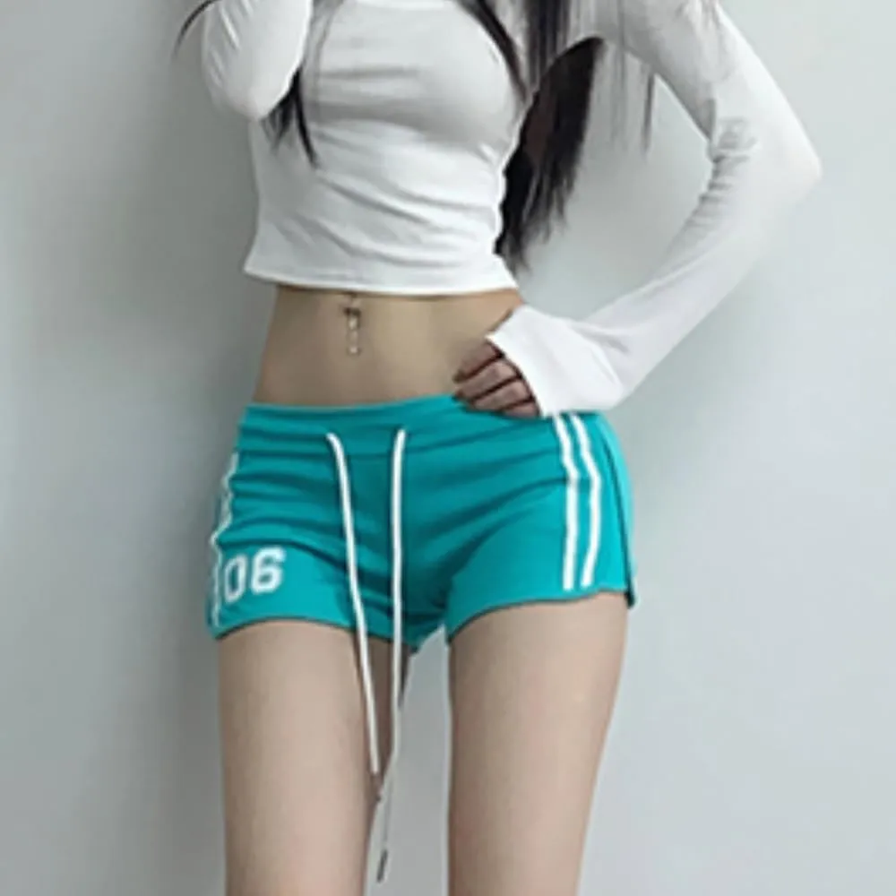 RICHTRUE Drawstring Track Shorts Y2k Jersey SweatShorts Trendy Boxer Shorts Women Summer Sports Shorts Micro Booty Shorts