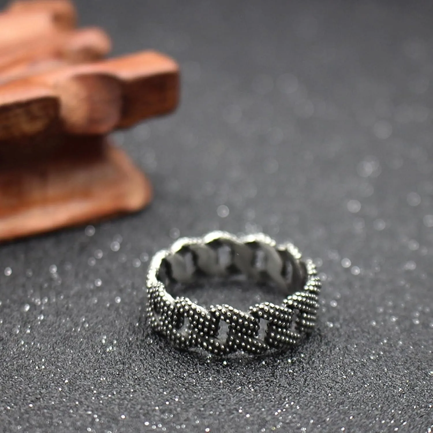 Ring Jewelry Accessories, Vintage Engagement Rings Vintage Dot Chain Ring Stainless Steel Mens Jewelry