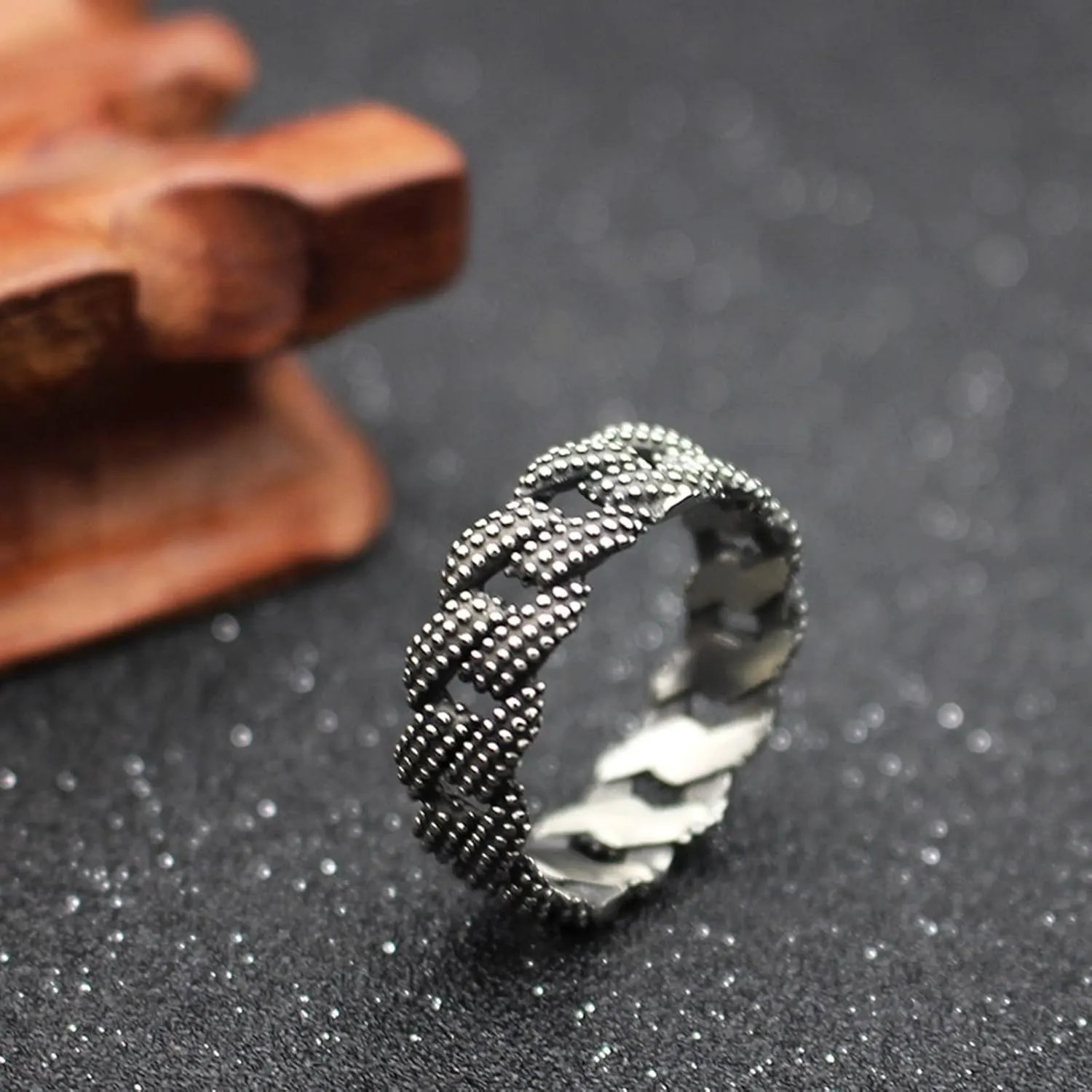 Ring Jewelry Accessories, Vintage Engagement Rings Vintage Dot Chain Ring Stainless Steel Mens Jewelry