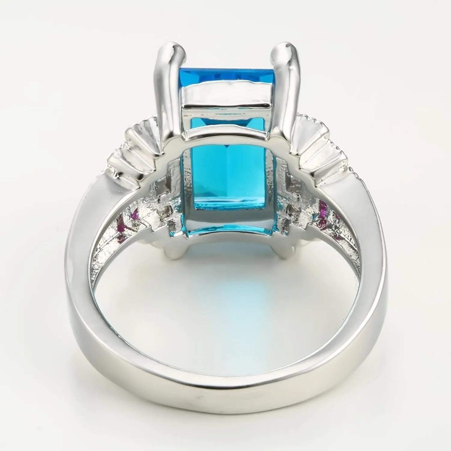 Rings Jewelry Women, Cute Ring for Women with Rectangle Blue Cubic Zirconia Womens Jewelry