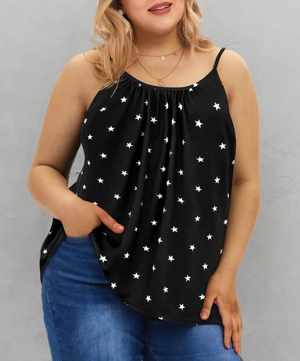 RITERA Women's Plus Size Tank Tops Flowy Tops Adjustable Strappy Loose Shirts XL-5XL