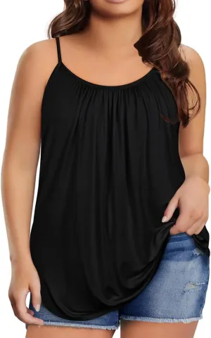 RITERA Women's Plus Size Tank Tops Flowy Tops Adjustable Strappy Loose Shirts XL-5XL