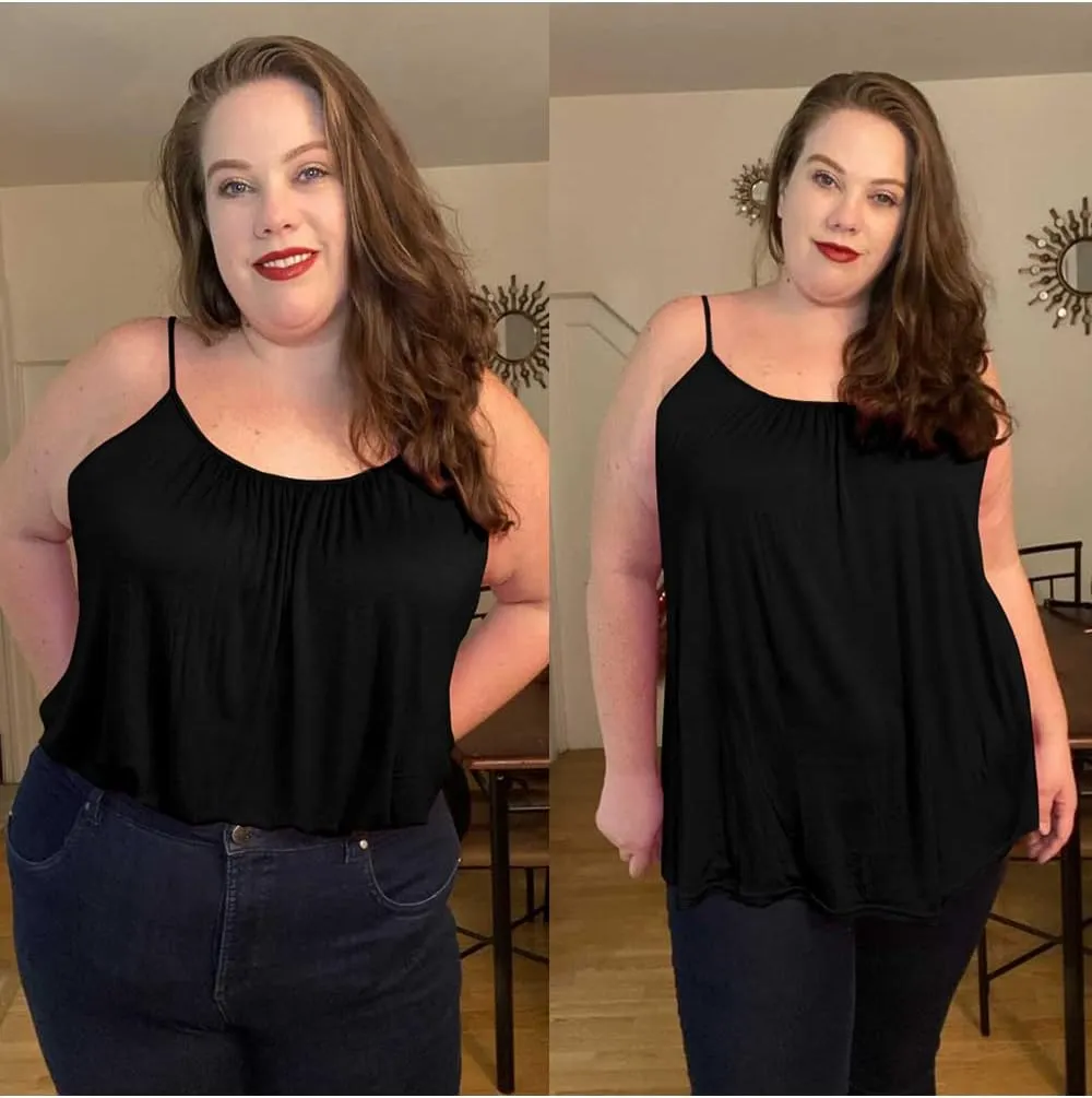 RITERA Women's Plus Size Tank Tops Flowy Tops Adjustable Strappy Loose Shirts XL-5XL