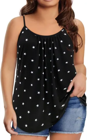 RITERA Women's Plus Size Tank Tops Flowy Tops Adjustable Strappy Loose Shirts XL-5XL