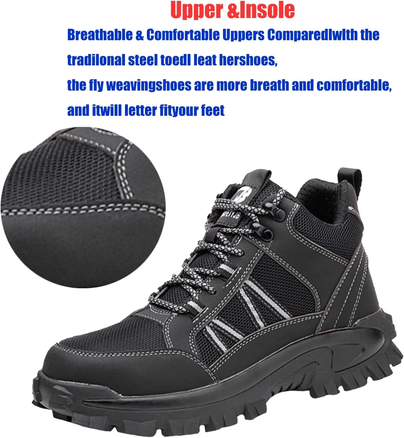Safety Men's Touring Safety Shoes,for Walking, Hiking, Outdoor Exploitation, Construction, Industrial,