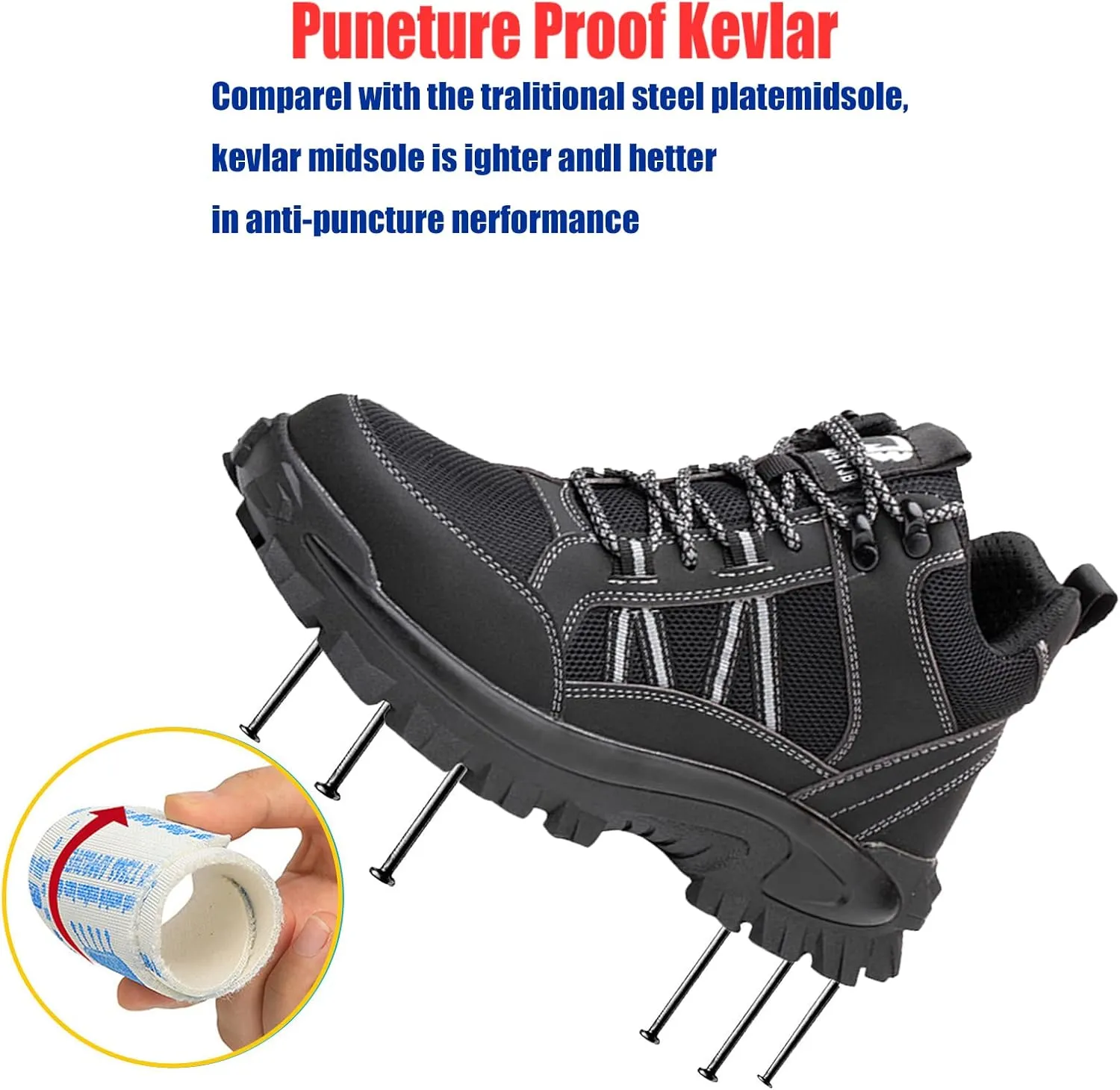 Safety Men's Touring Safety Shoes,for Walking, Hiking, Outdoor Exploitation, Construction, Industrial,