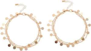 SAFIGLE 2pcs Women Alloy Foot Chains Silver Anklets for Women Beach Jewelry Foot Jewelry