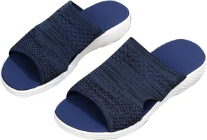 Sandals for Women Casual Summer Orthopedic Wedge Sandals Dressy Sandals Mesh Thick Soled Lace Up Sandals Open Toe Beach Shoes Platform Shoes,Blue,US8/EU40