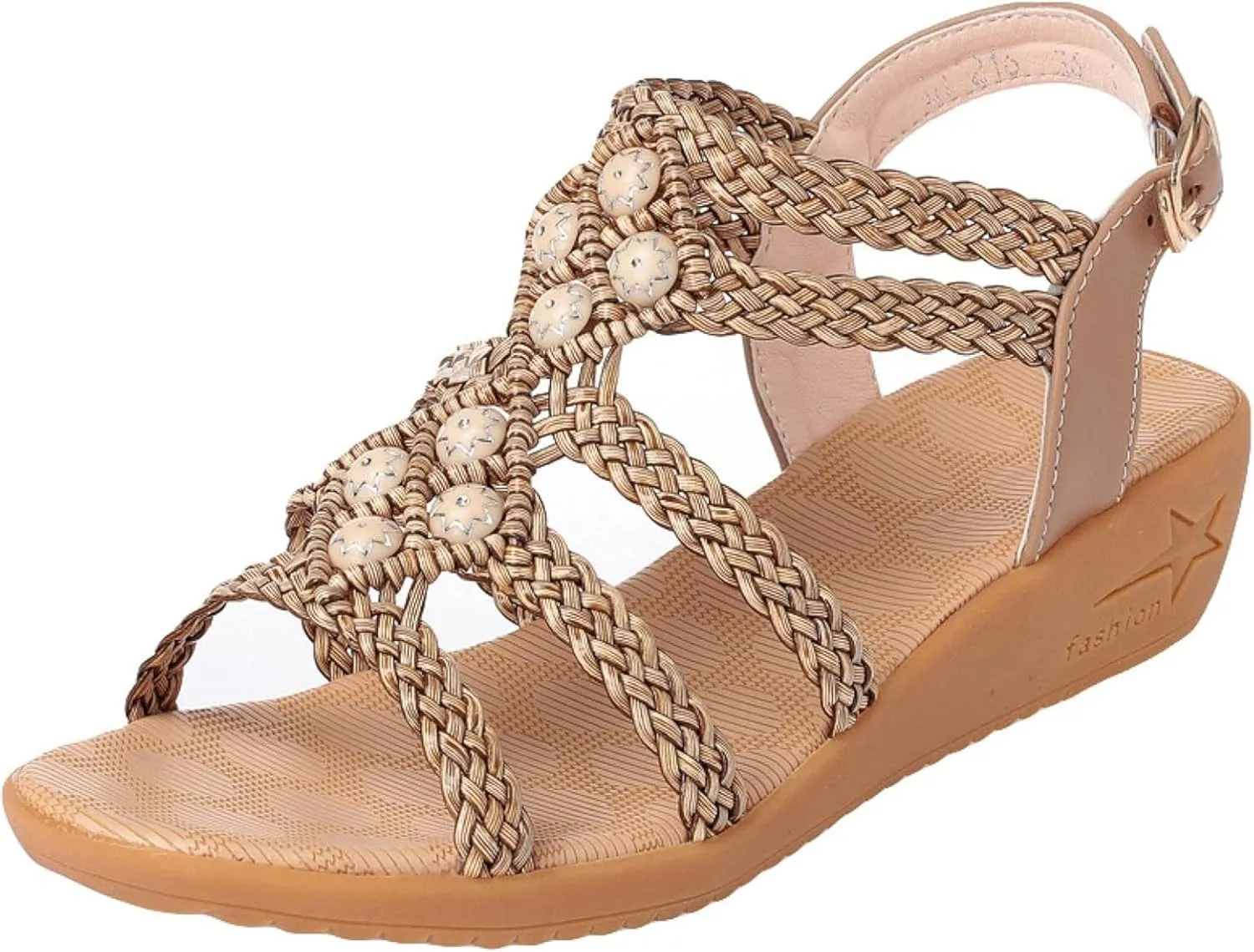 Sandals Women's Dress Summer Open Toe Woven Strap Sandals Wedge Ankle Orthopedic Sandals