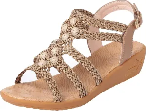 Sandals Women's Dress Summer Open Toe Woven Strap Sandals Wedge Ankle Orthopedic Sandals