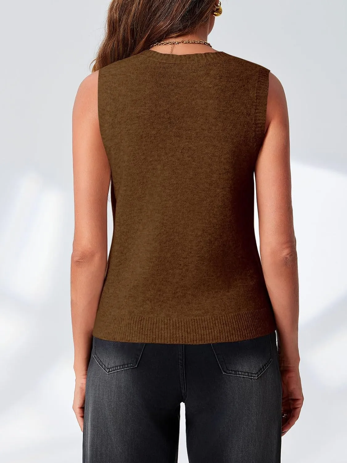Saodimallsu Womens Sleeveless Sweater Vest Button V Neck Knit Trendy Casual Summer Cardigan with Pockets