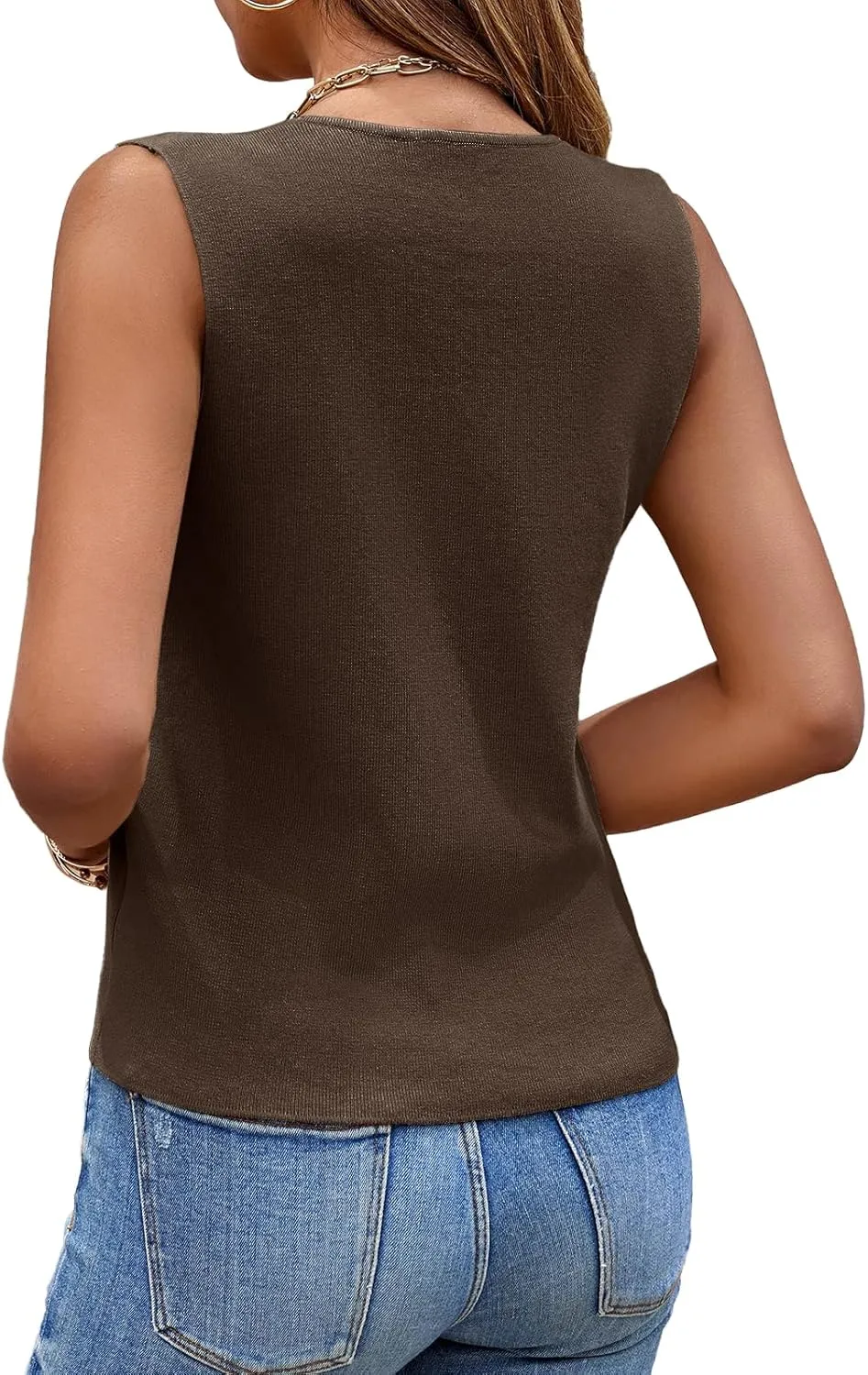 Saodimallsu Womens Sleeveless Sweater Vest Knit V Neck Button Fashion Casual Loose Spring Summer Waistcoat Cardigan