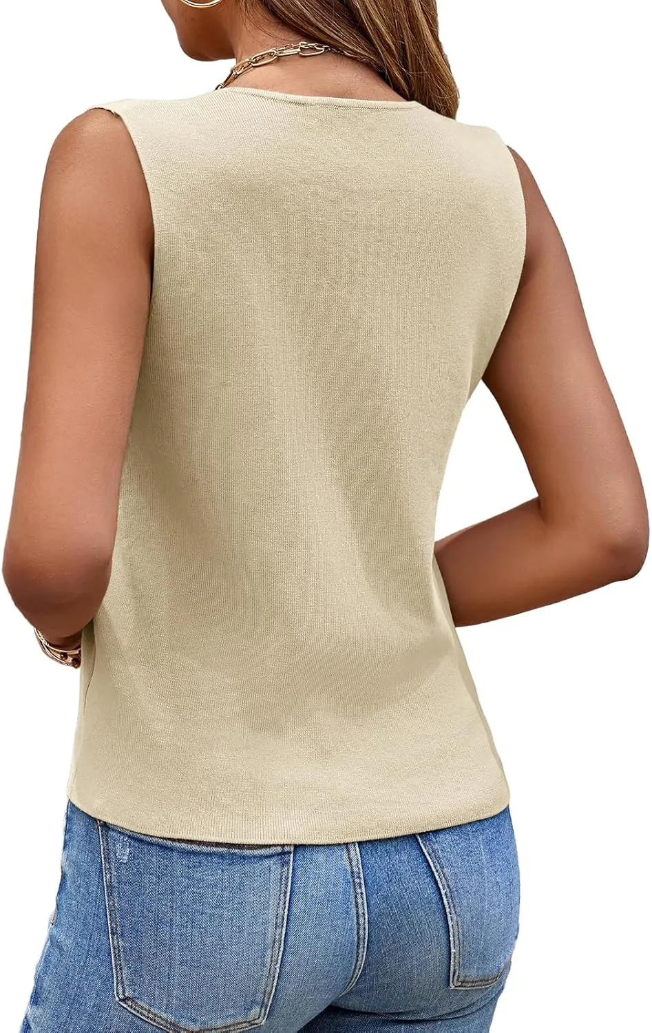 Saodimallsu Womens Sleeveless Sweater Vest Knit V Neck Button Fashion Casual Loose Spring Summer Waistcoat Cardigan