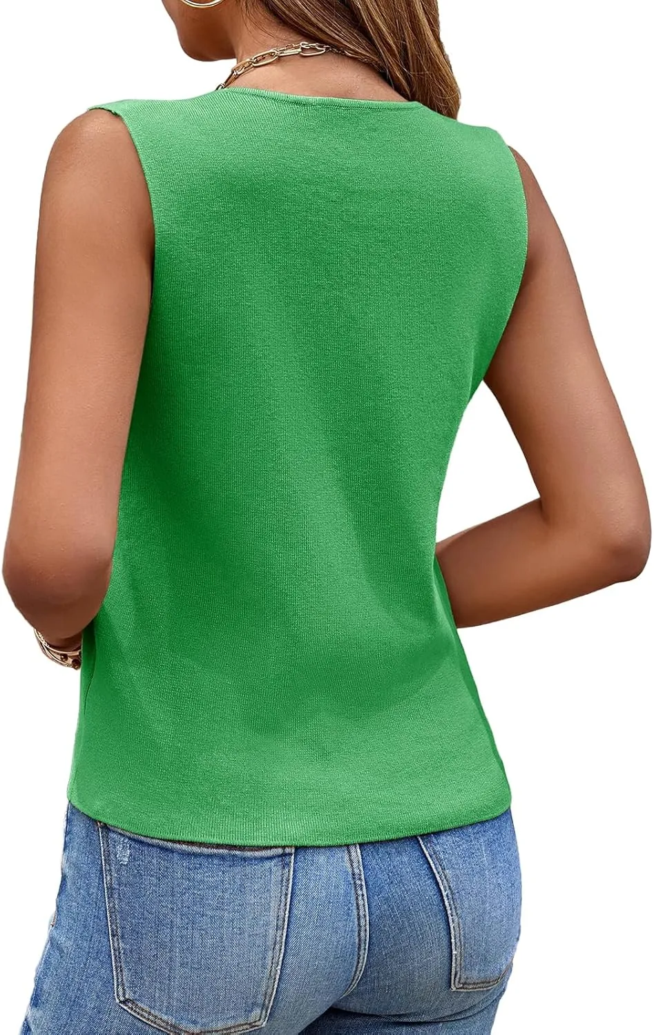 Saodimallsu Womens Sleeveless Sweater Vest Knit V Neck Button Fashion Casual Loose Spring Summer Waistcoat Cardigan