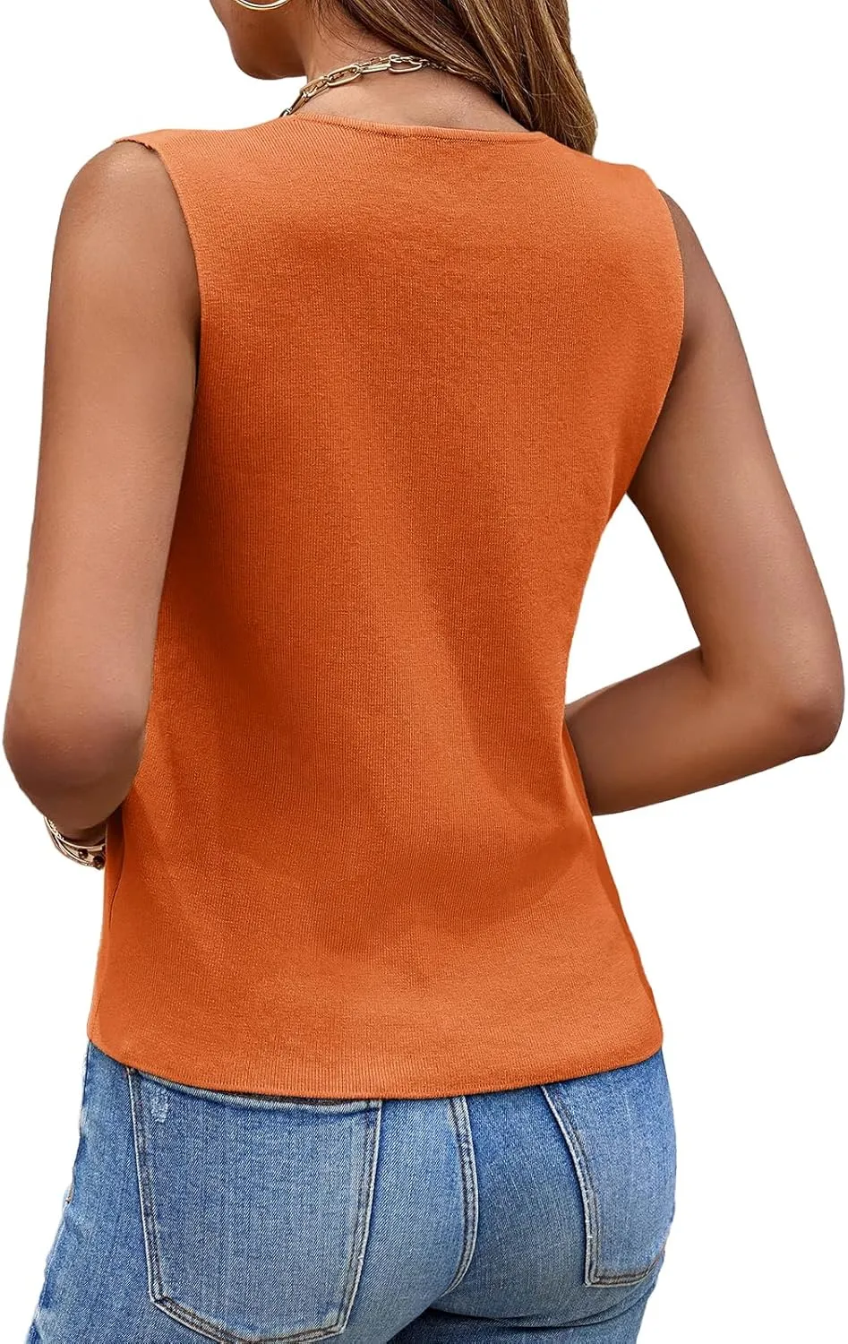 Saodimallsu Womens Sleeveless Sweater Vest Knit V Neck Button Fashion Casual Loose Spring Summer Waistcoat Cardigan