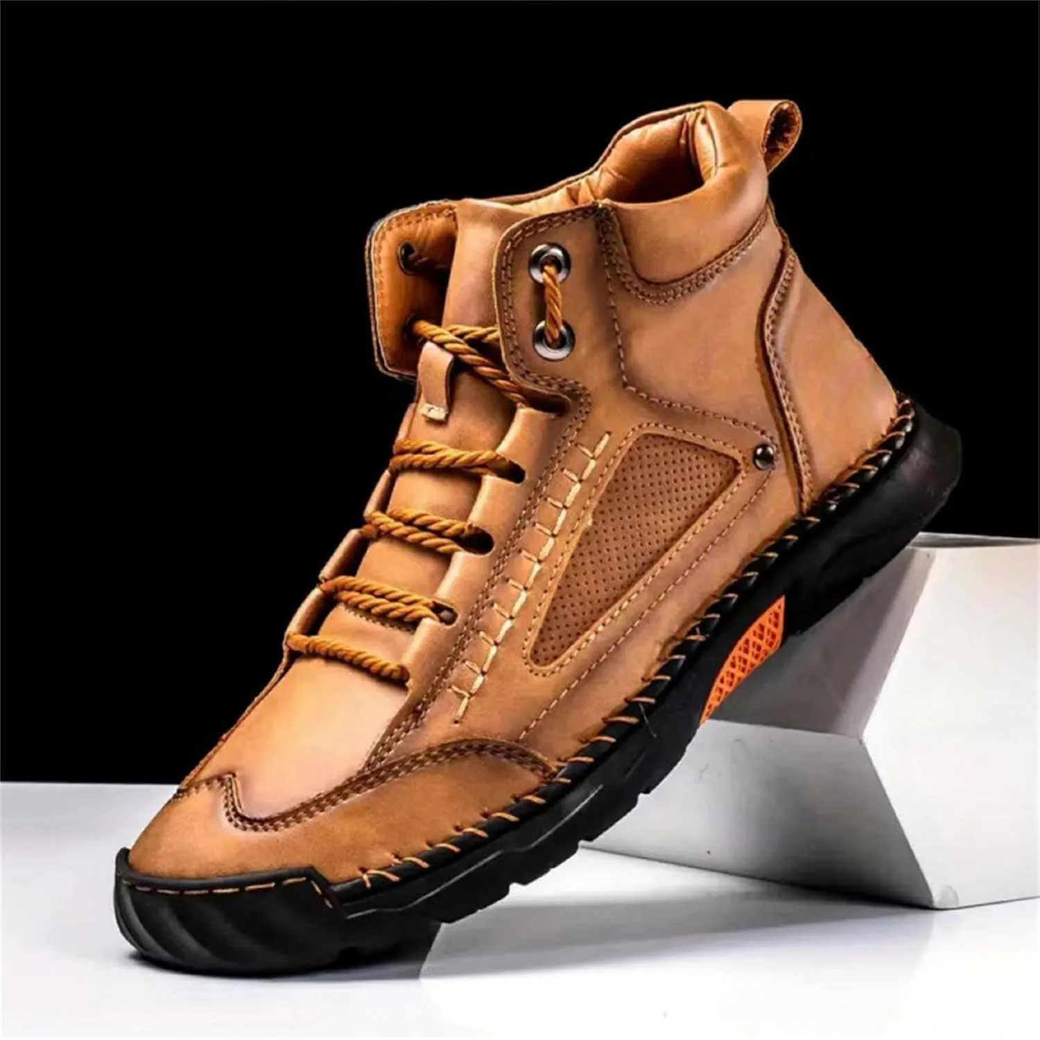 Sawbehind Mens Boots Fashionable Comfortable Non Slip Arch Support Outdoor Walking Shoes Lightweight Handmade Waterproof Sawbehind Boots