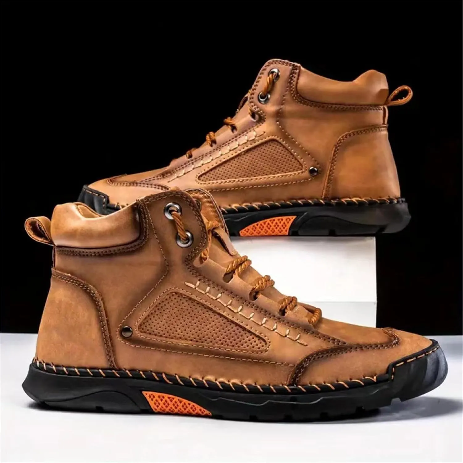 Sawbehind Mens Boots Fashionable Comfortable Non Slip Arch Support Outdoor Walking Shoes Lightweight Handmade Waterproof Sawbehind Boots
