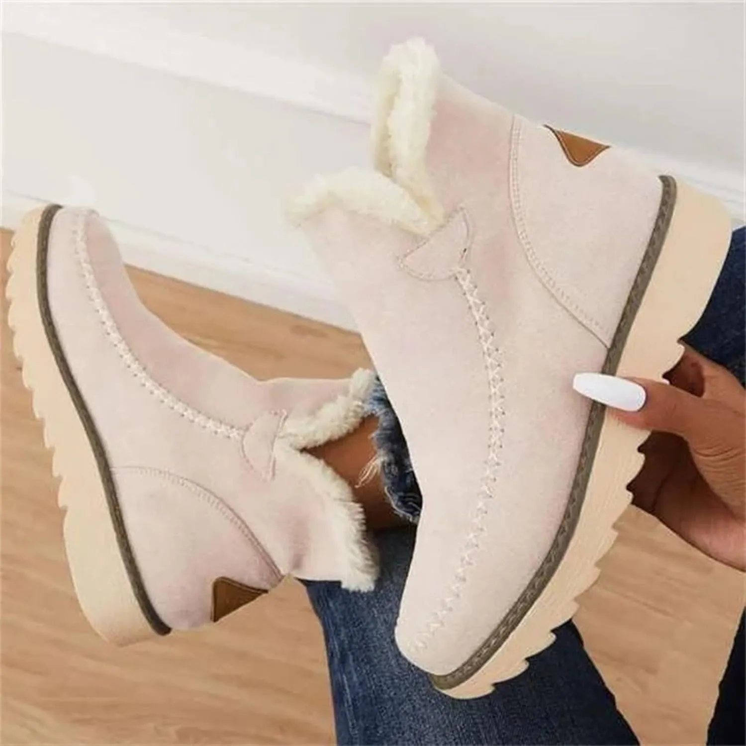 SBGMoSJ Winter Boots for Women Fashion Dressy Women's Waterproof Boots Wide Width Woman Winter Boots Wide Size 11 Womens Winter Fur Lined Boots Botas De Mujer Para La Nieve Que No Se Resbale