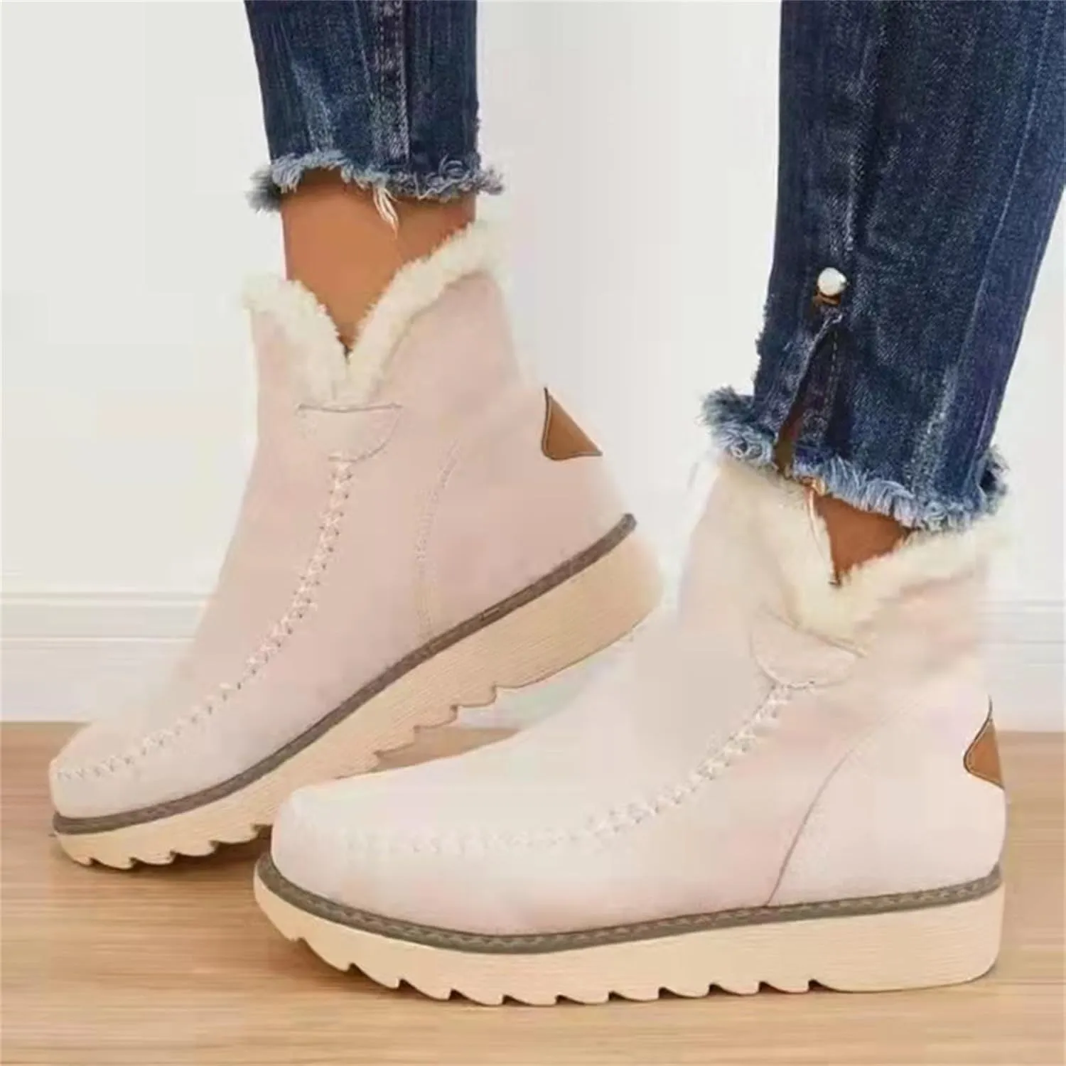 SBGMoSJ Winter Boots for Women Fashion Dressy Women's Waterproof Boots Wide Width Woman Winter Boots Wide Size 11 Womens Winter Fur Lined Boots Botas De Mujer Para La Nieve Que No Se Resbale