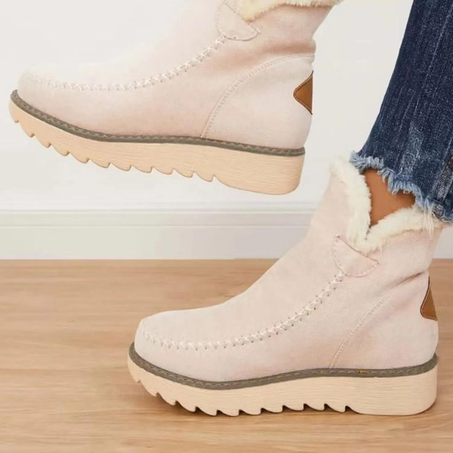 SBGMoSJ Winter Boots for Women Fashion Dressy Women's Waterproof Boots Wide Width Woman Winter Boots Wide Size 11 Womens Winter Fur Lined Boots Botas De Mujer Para La Nieve Que No Se Resbale