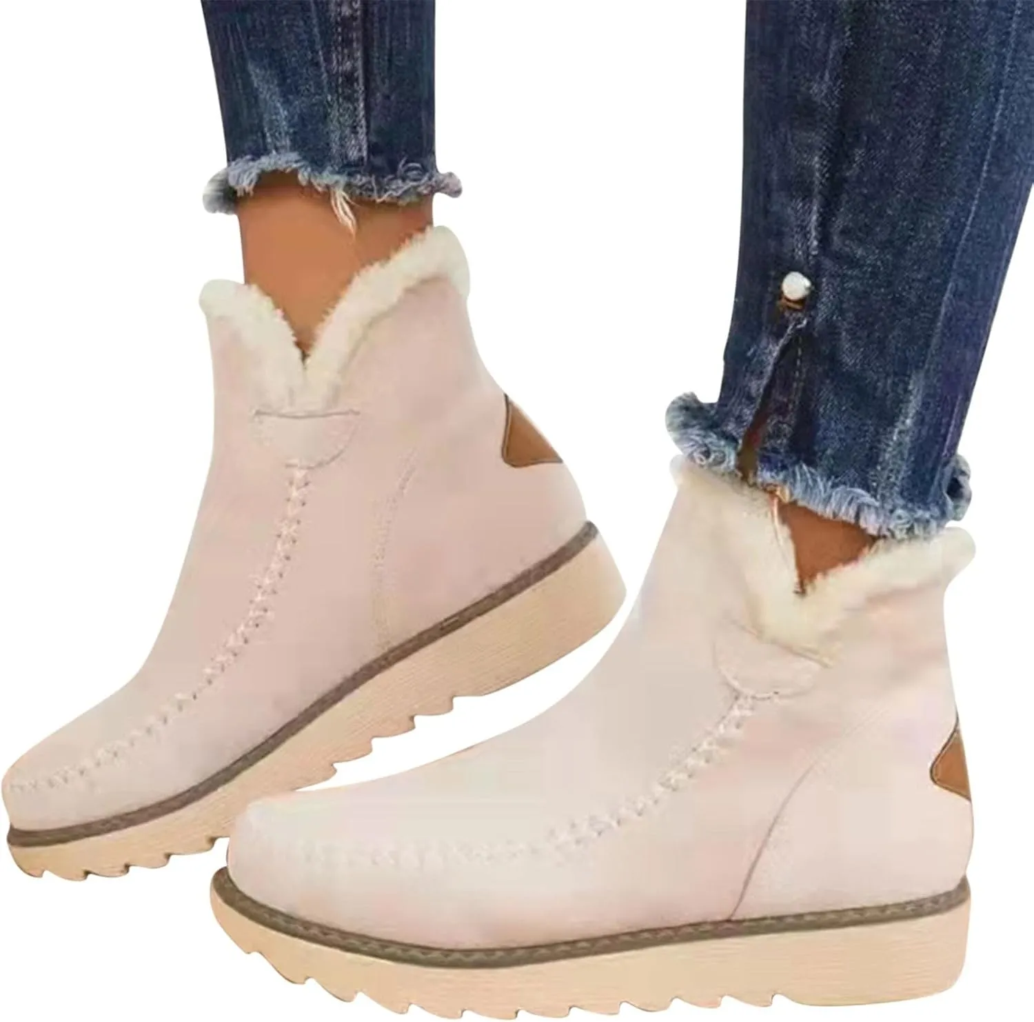 SBGMoSJ Winter Boots for Women Fashion Dressy Women's Waterproof Boots Wide Width Woman Winter Boots Wide Size 11 Womens Winter Fur Lined Boots Botas De Mujer Para La Nieve Que No Se Resbale